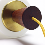 Danish cone-shaped teak and frosted glass pendants