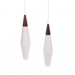 Holmegaard teak frosted glass pendants